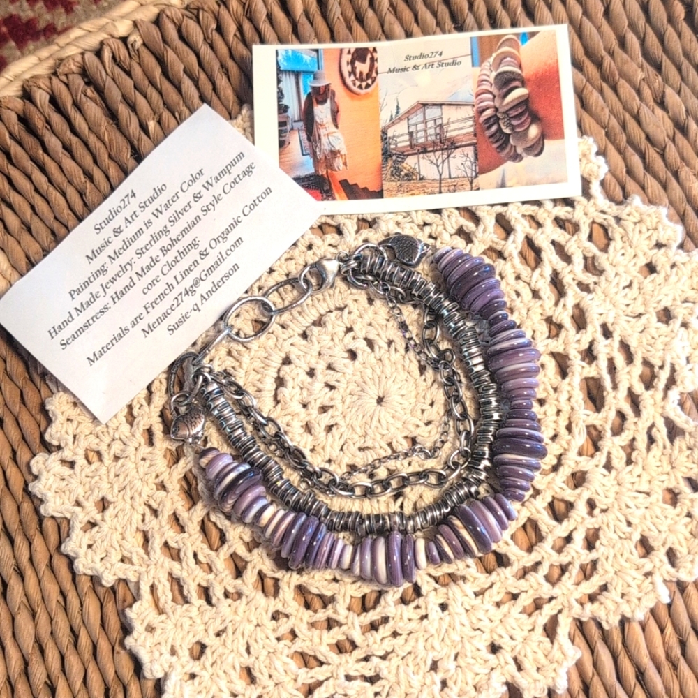 💥SOLD💥"New"Wampum,Sterling Silver Bracelet - Picture 2 of 10